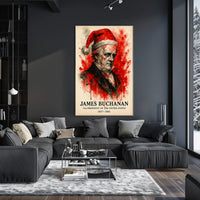 James Buchanan Abstract Watercolor Presidential History Poster