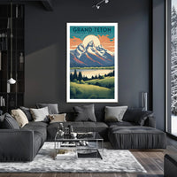 Grand Teton Vintage Travel Poster Print Wall Art