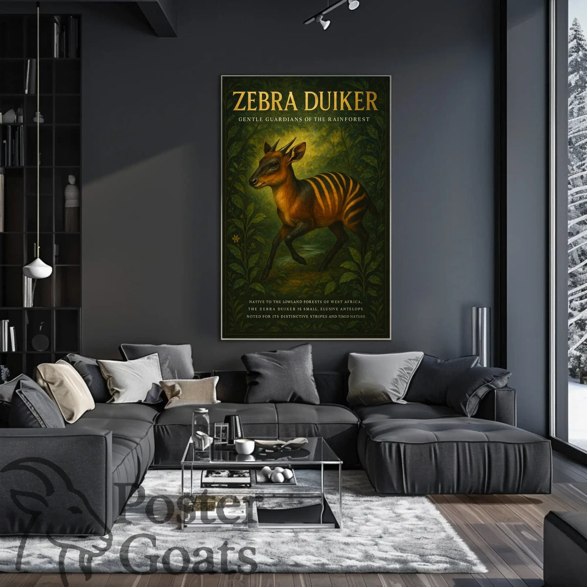 Zebra Duiker Rainforest Illustration Animal Poster