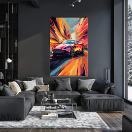 Luxury Speed: Vibrant Pop Art Sports Car Poster