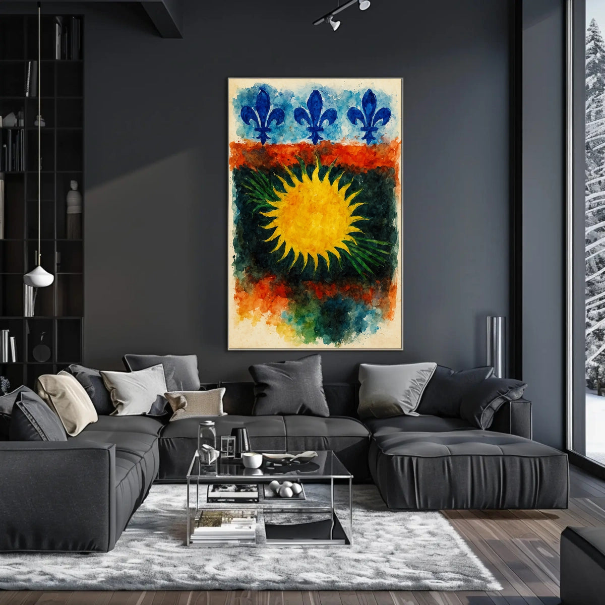 Sunburst and Fleur-de-Lis Poster