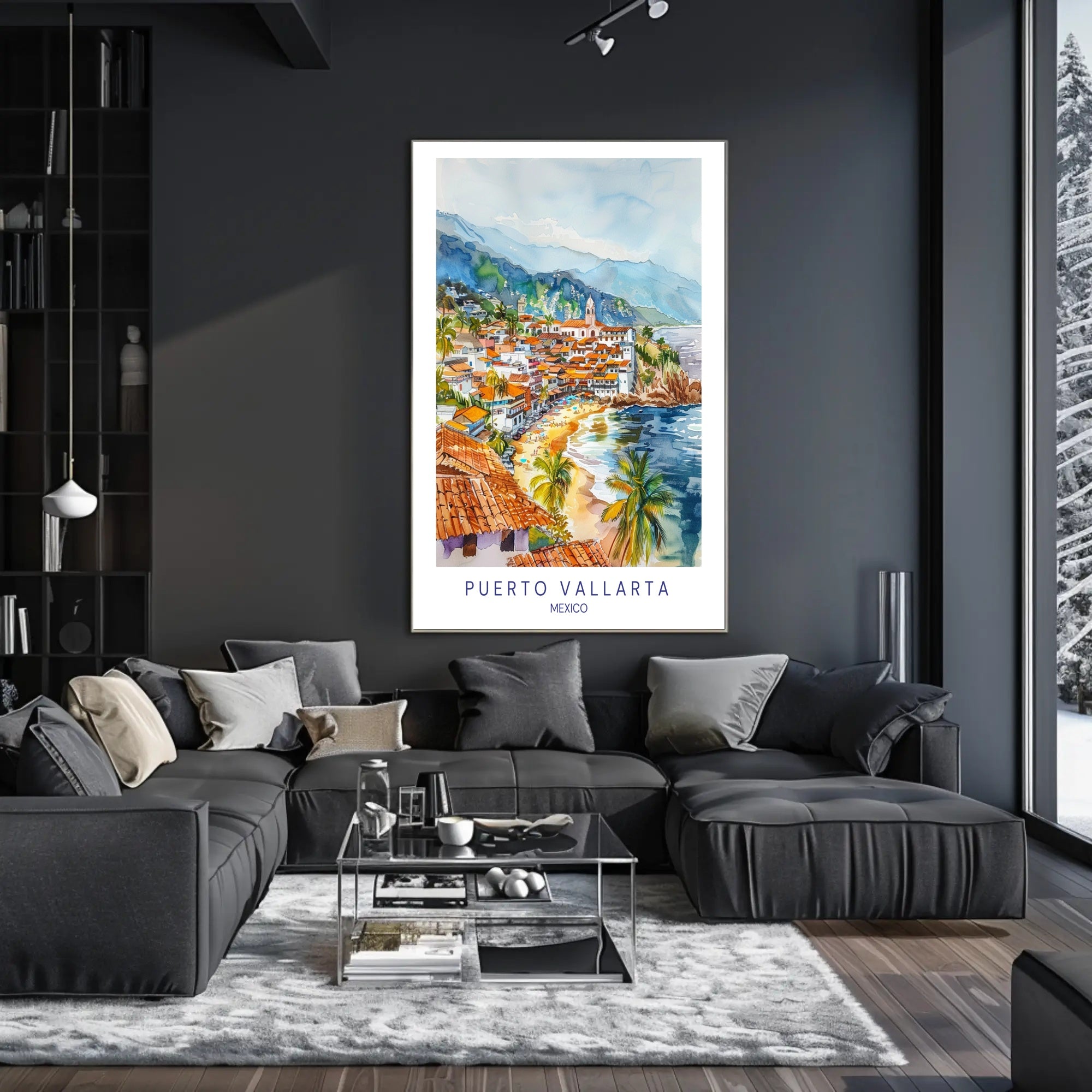 Puerto Vallarta Coastal Watercolor Travel Poster PosterGoat