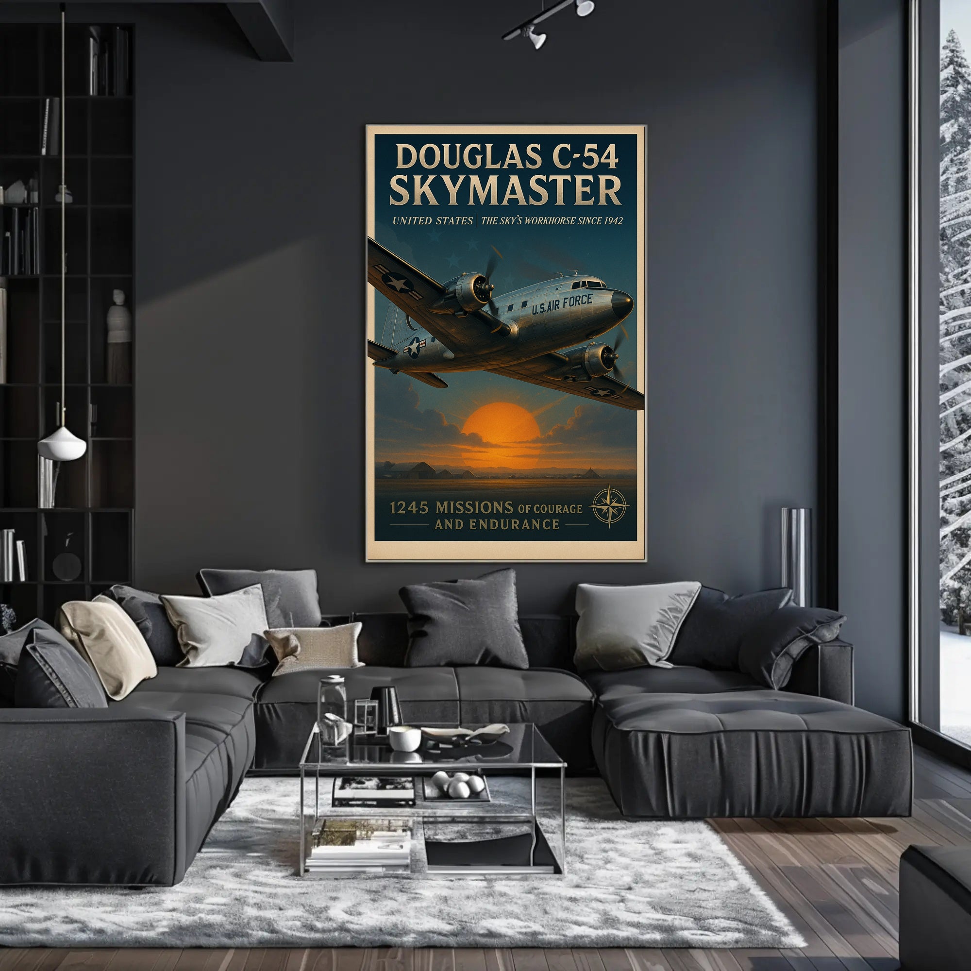 Douglas C-54 Skymaster Aviation Poster Vintage Print