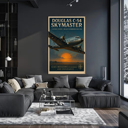 Douglas C-54 Skymaster Aviation Poster Vintage Print