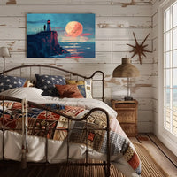Lighthouse Moonlit Serenity: Coastal Exploration Art Print
