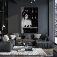 Ethereal Gothic Woman with Roses and Birds Poster PosterGoat