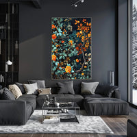Lush Autumn Botanical Scene with Modern Artistic Poster