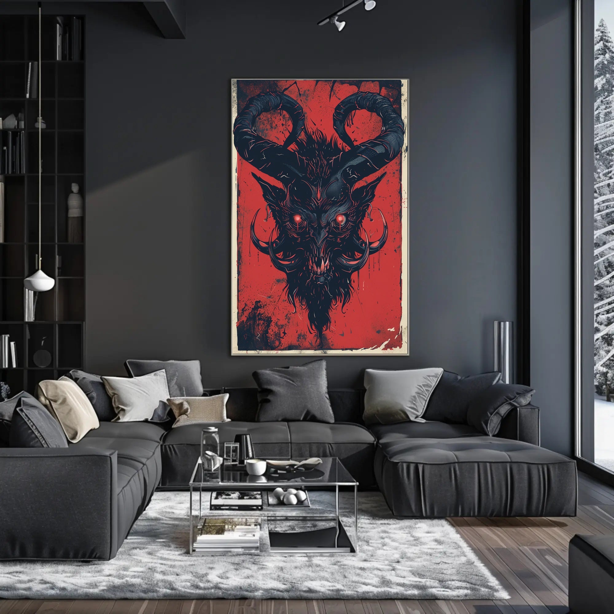 Demon Visage Art Print Poster for Home Decor and Wall Aesthetics PosterGoat