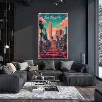 Los Angeles Retro Skyline Poster