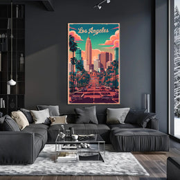 Los Angeles Retro Skyline Poster