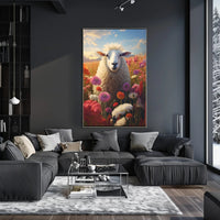 Sheep in Vibrant Field Animal Poster