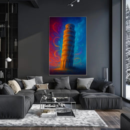 Enchanted Leaning Tower Poster Vintage Travel Wall Art