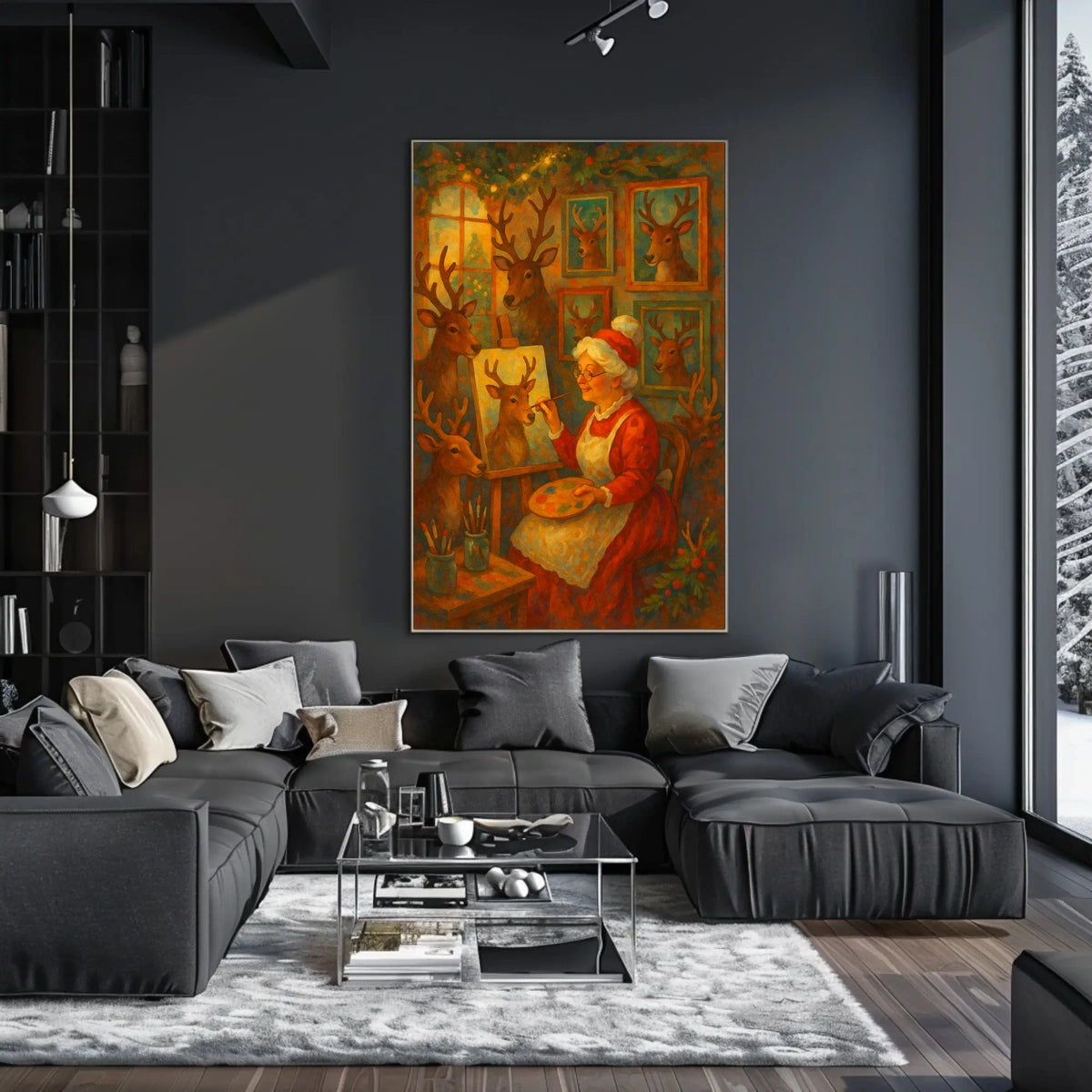 Mrs. Claus' Reindeer Portraits Poster