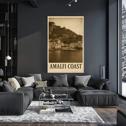Amalfi Coast Vintage Poster Wall Art for Coastal Decor