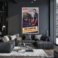 WWII Industrial Support Poster Emphasizing American War Effort