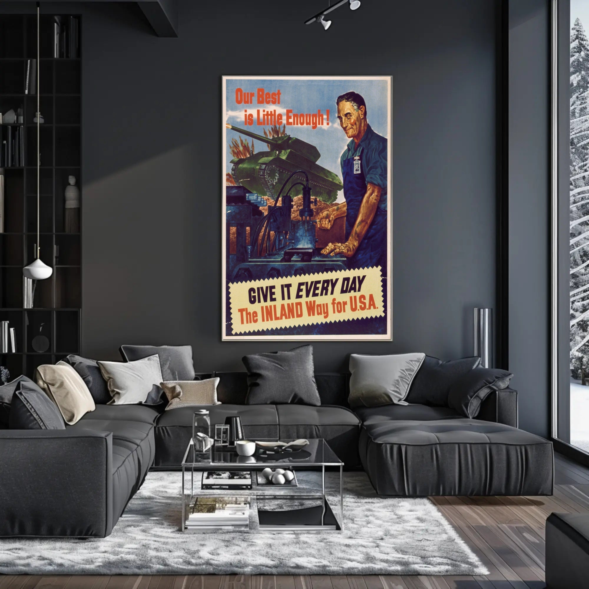 WWII Industrial Support Poster Emphasizing American War Effort