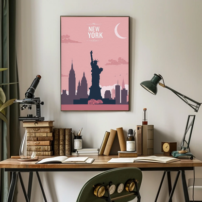 Vintage Travel Poster - New York Statue of Liberty