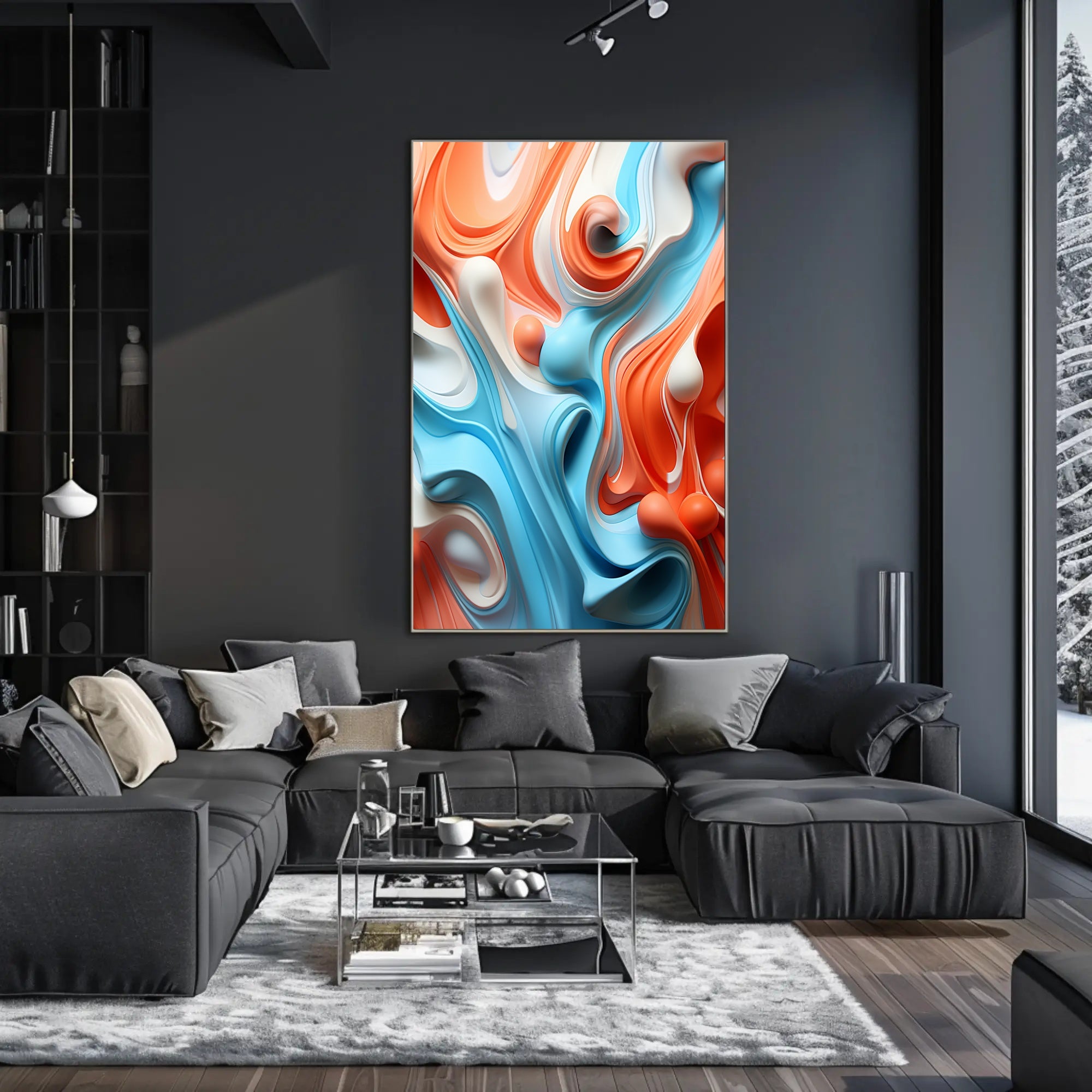 Abstract Waves Of Color Abstract Poster PosterGoat