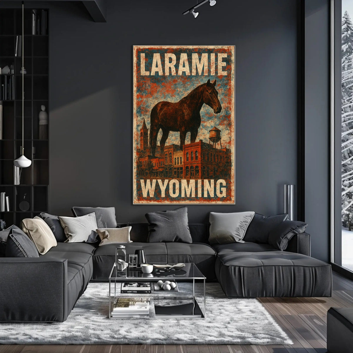 Laramie Horse Vintage City Western Heritage Cultural American West Rustic Skyline Poster