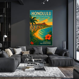 Honolulu Vintage Travel Poster Urban Meets Paradise