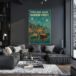 Portland Maine Harbor Frost Poster