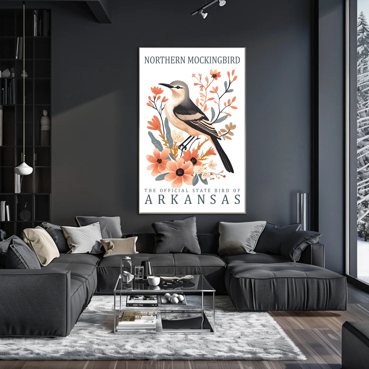 Northern Mockingbird Arkansas State Bird Art Poster
