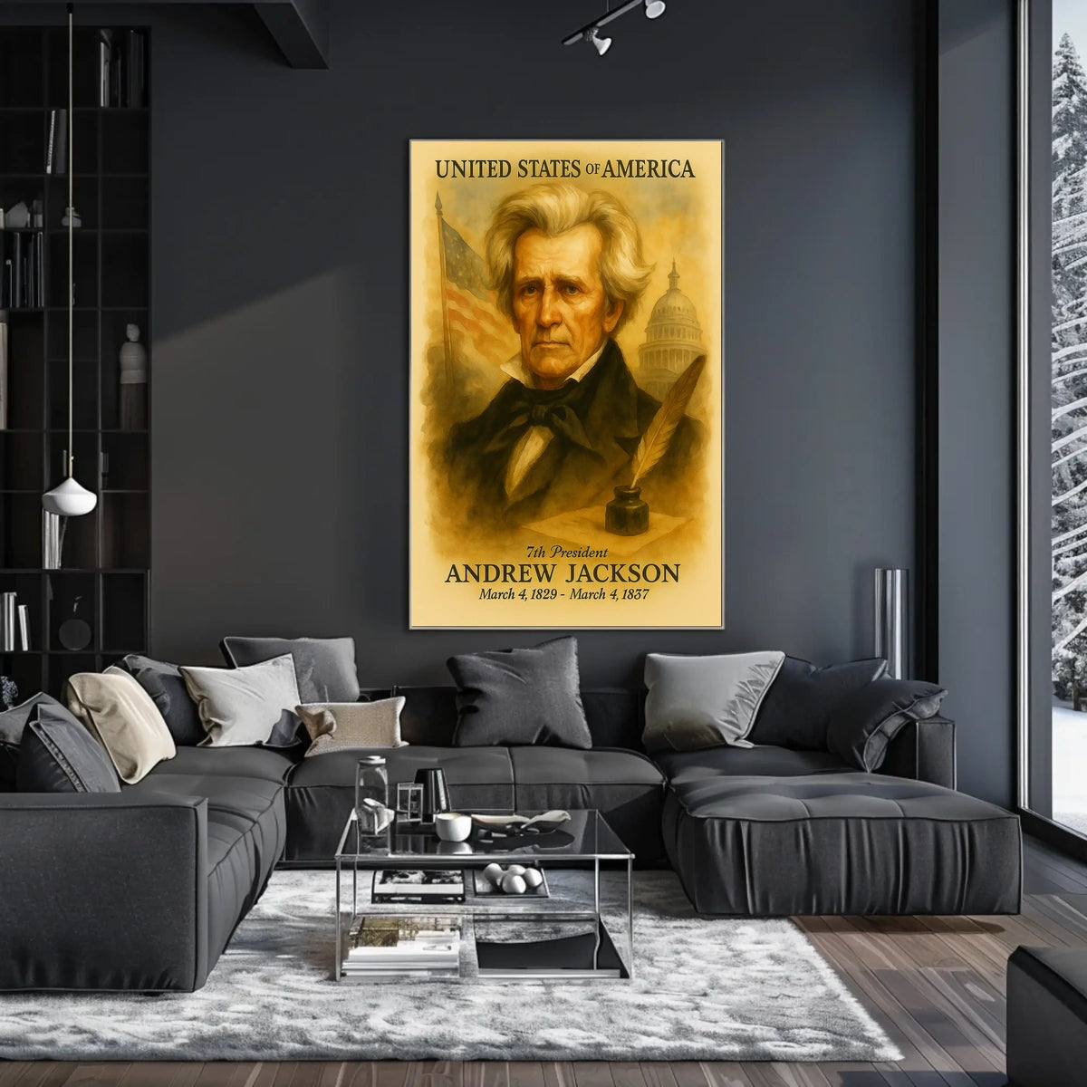 Andrew Jackson 7th President of the United States Vintage Watercolor Poster