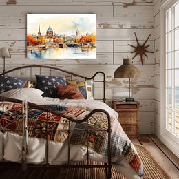 Autumn Cityscape by the River Poster