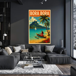 Bora Bora Scenic Vintage Travel Poster PosterGoat