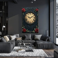Vintage Clock and Roses Victorian Elegance Artistic Poster
