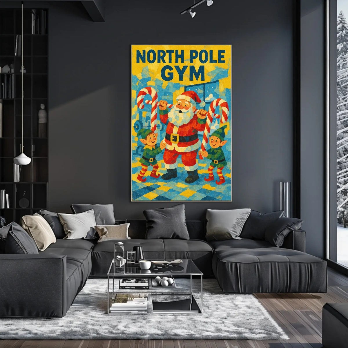 Santa Claus at North Pole Gym Fantasy or Mythology Poster