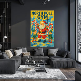 Santa Claus at North Pole Gym Fantasy or Mythology Poster