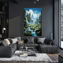 Serene Waterfall Landscape Poster