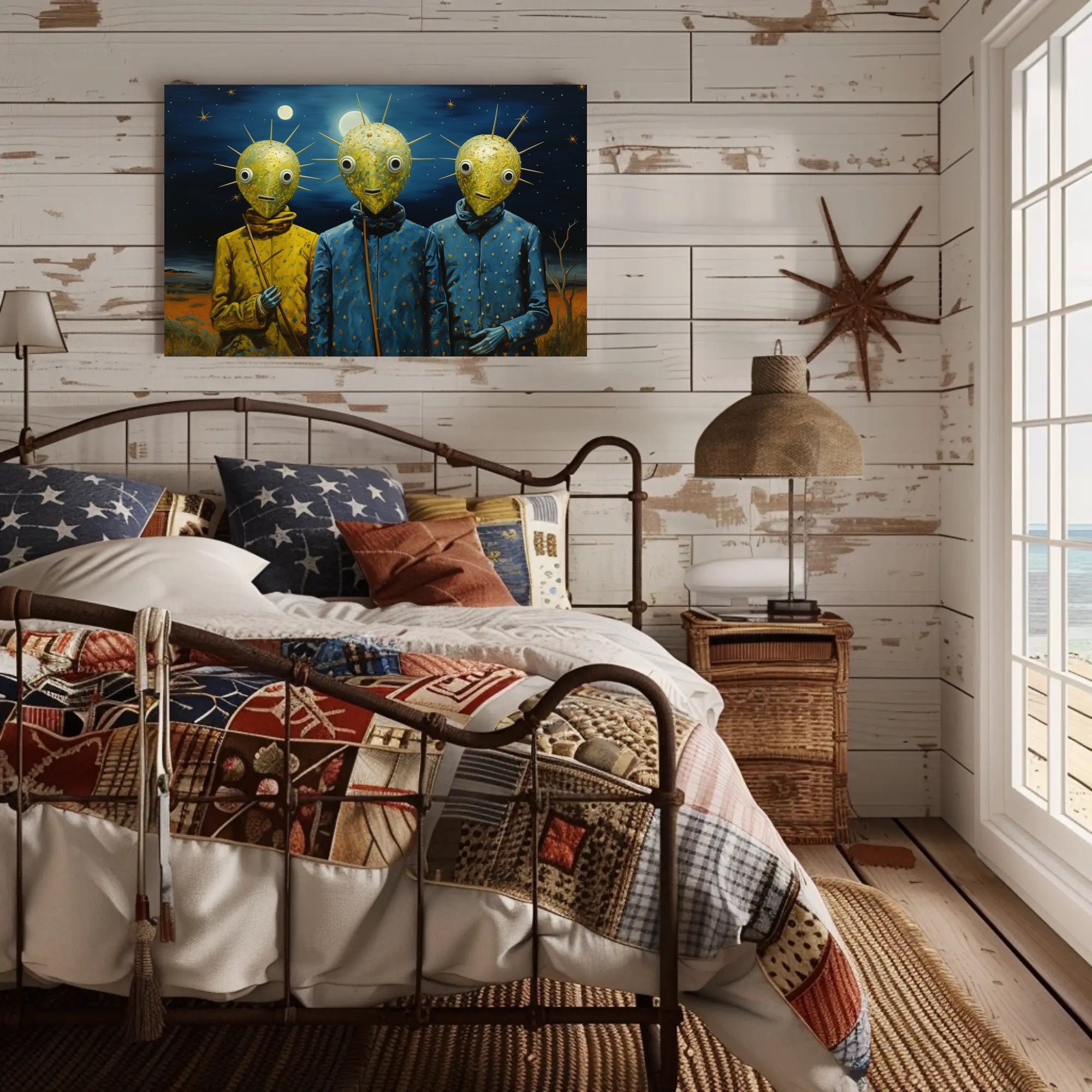 Surreal Nightscape Humanoids Artistic Poster