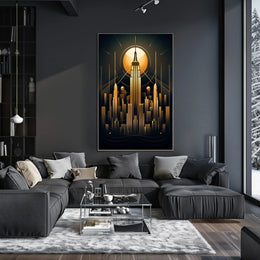 Empire State Art Deco New York Travel Poster
