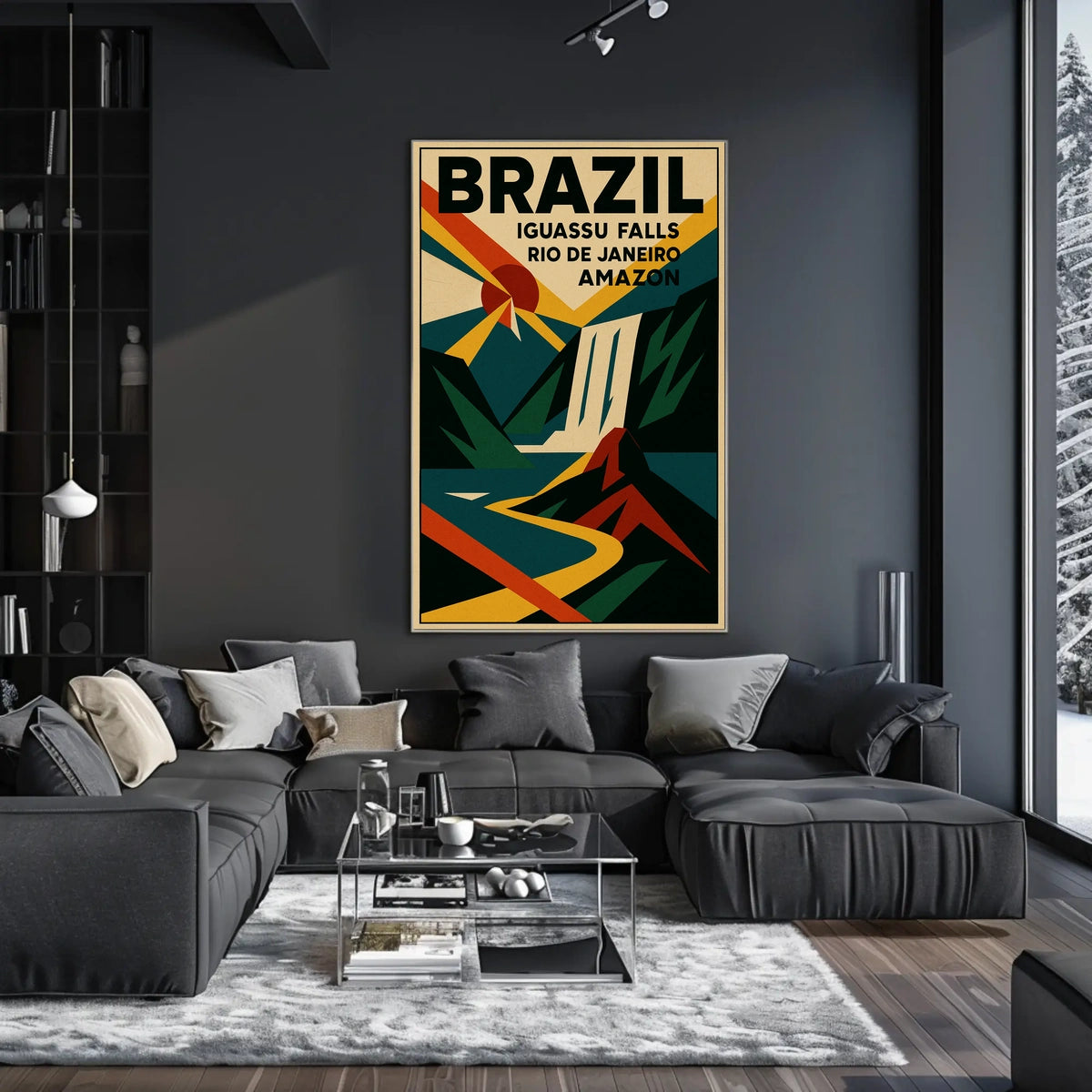 Vintage Brazil Travel Poster: Iguassu & Rio Adventure