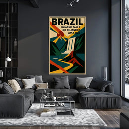 Vintage Brazil Travel Poster: Iguassu & Rio Adventure