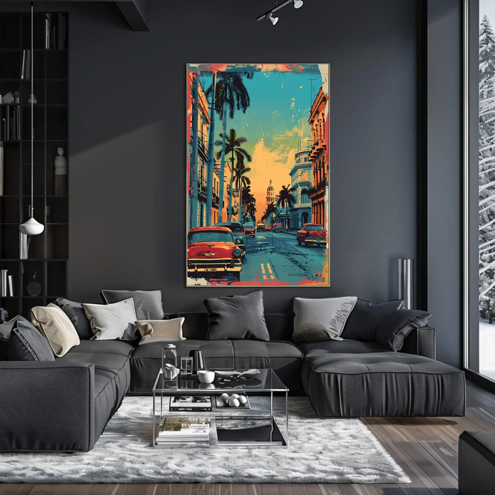 Havana Retro Street Scene Pop Art Poster