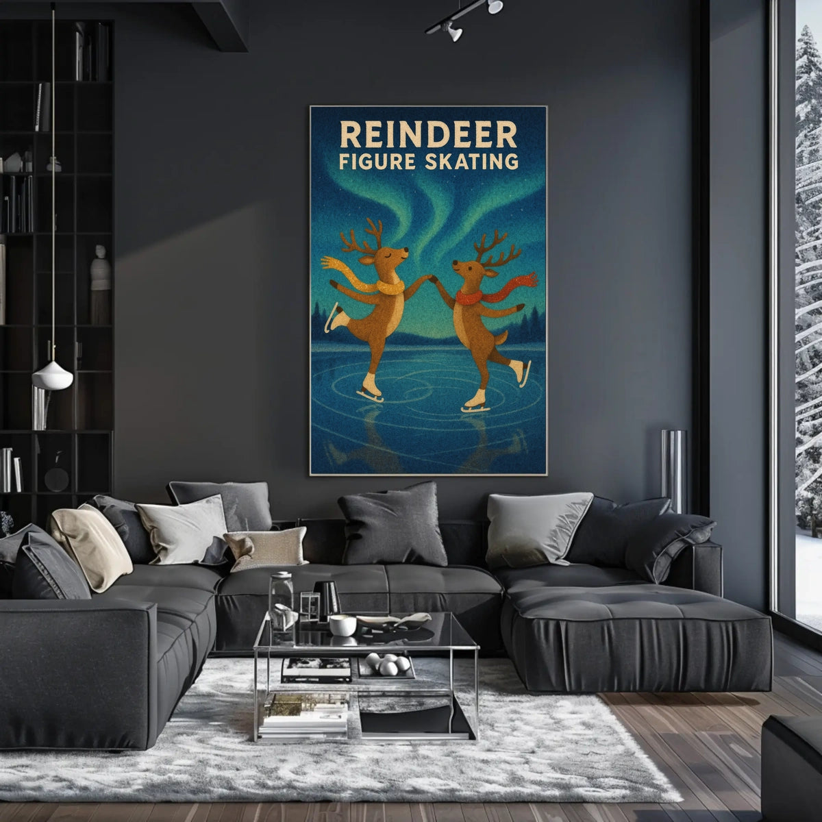 Enchanting Reindeer Ice Dance Fantasy Poster