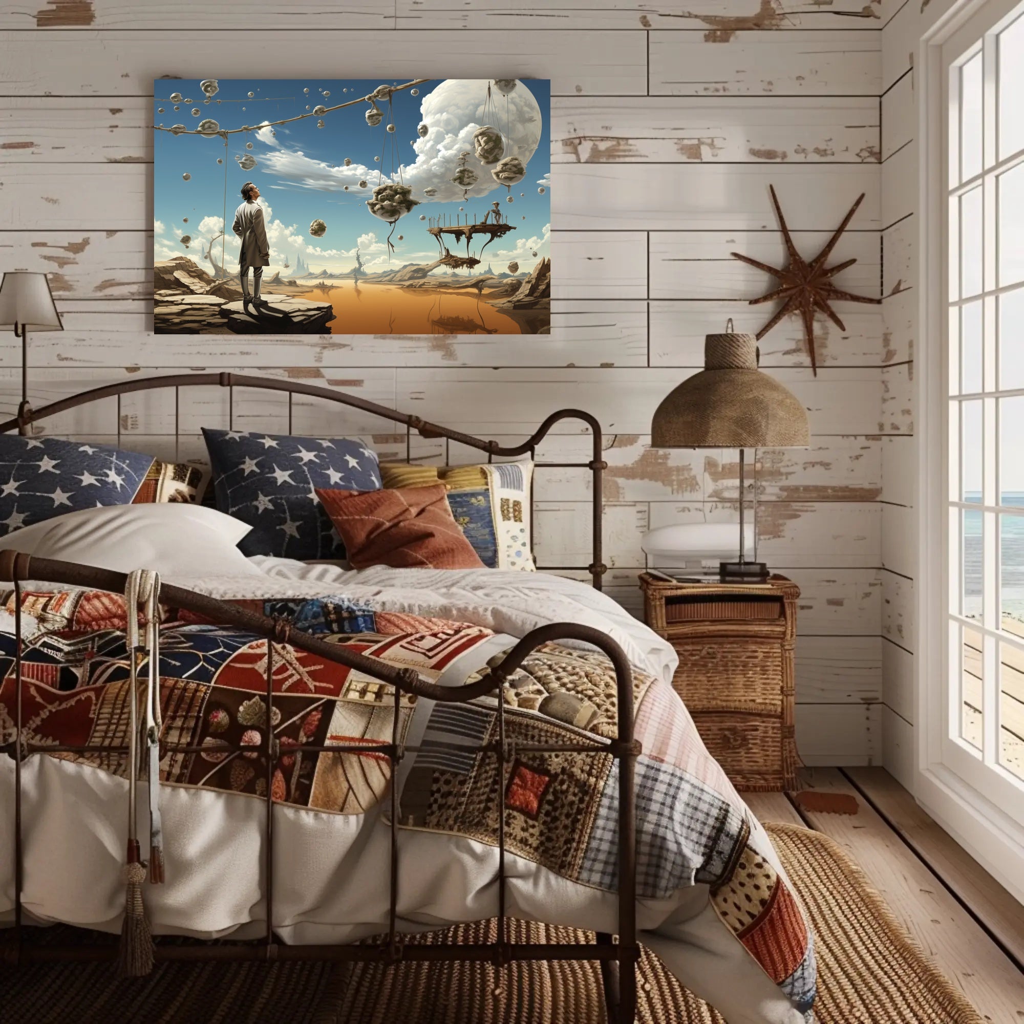 Surreal Fantasy Landscape with Floating Rock Formations Poster