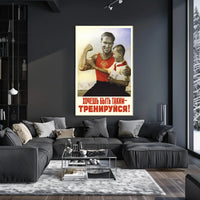 Vintage Soviet Fitness Inspiration Propaganda Poster