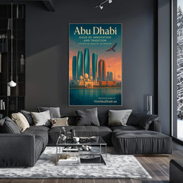 Abu Dhabi Skyline Modernity and Tradition Travel Poster
