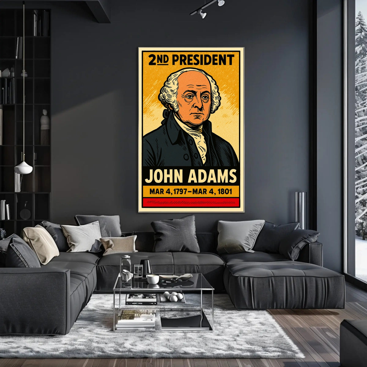 John Adams 2nd President of the United States Inked Comic Style Poster