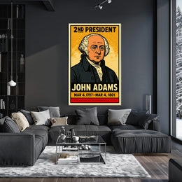 John Adams 2nd President of the United States Inked Comic Style Poster