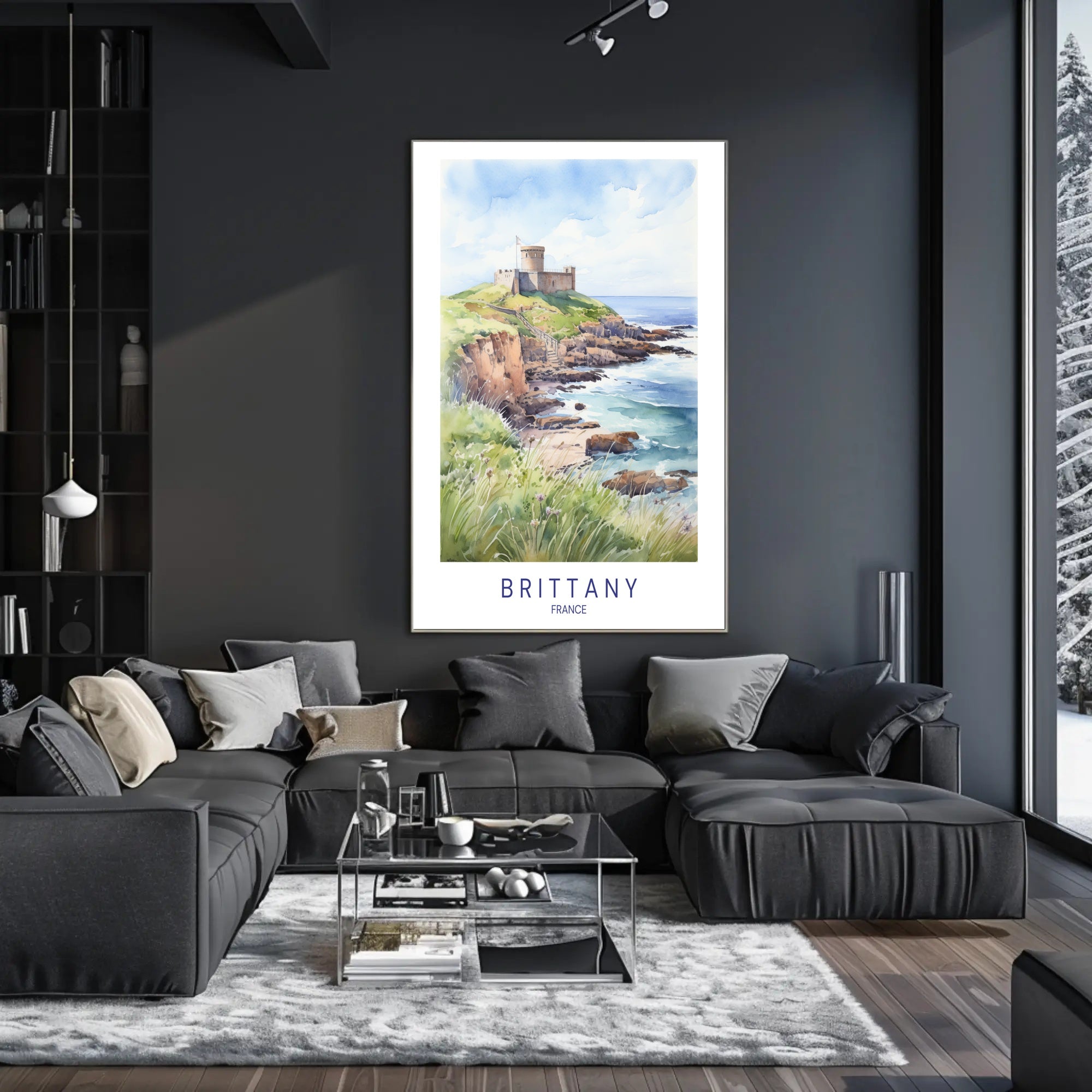 Brittany Coastal Castle Scenic Travel Poster PosterGoat