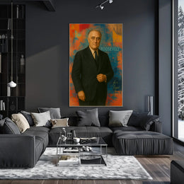 Roosevelt Portrait on Abstract Background: Historical or Presidential Poster