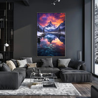 Serene Snowy Mountain Landscape at Sunset - National Park Poster