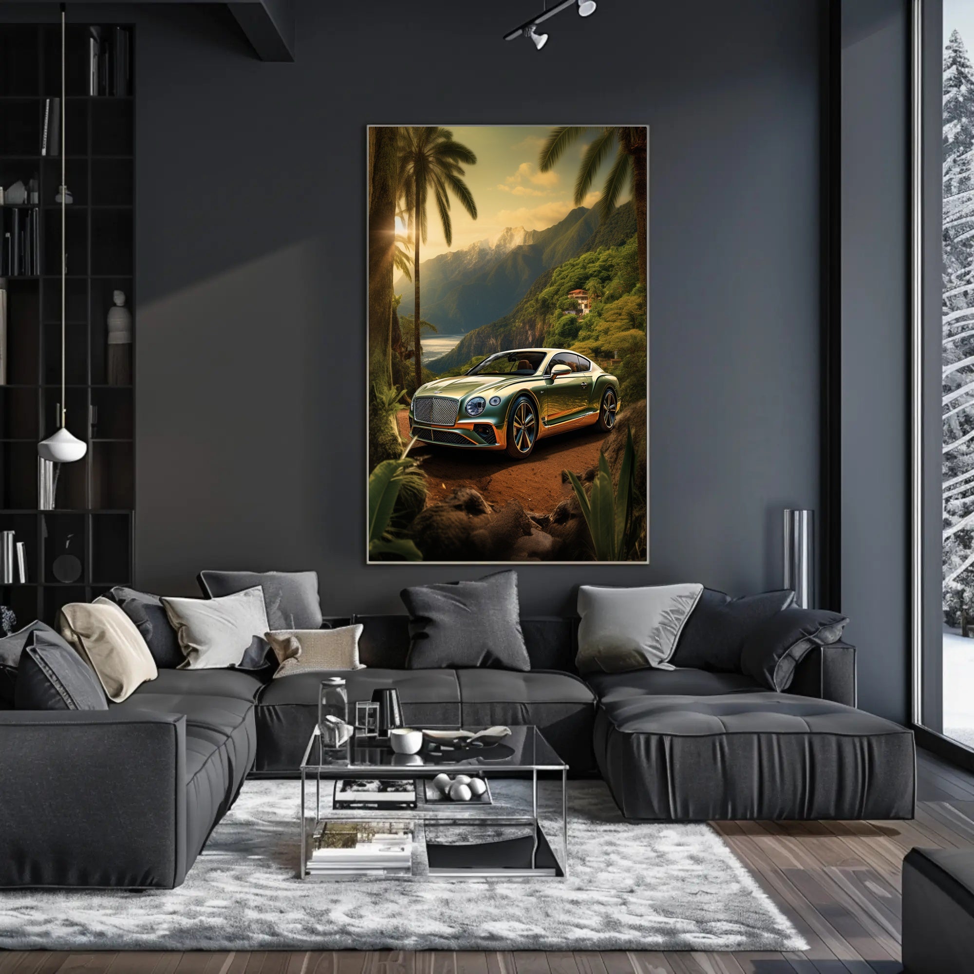 Luxury Car in Tropical Paradise Poster PosterGoat