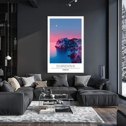 Dubrovnik Twilight Coast Travel Poster
