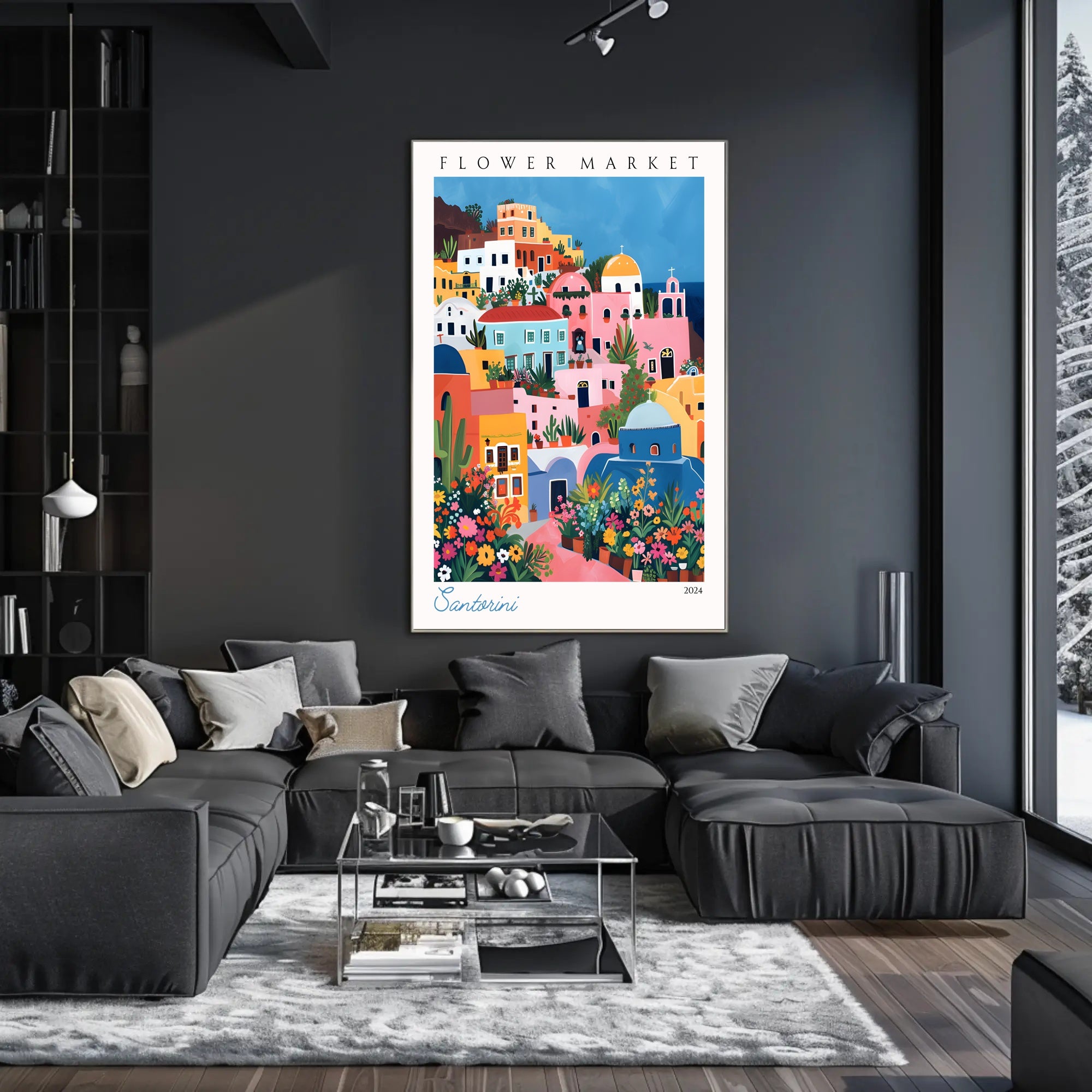 Santorini Flower Market 2024 Poster PosterGoat